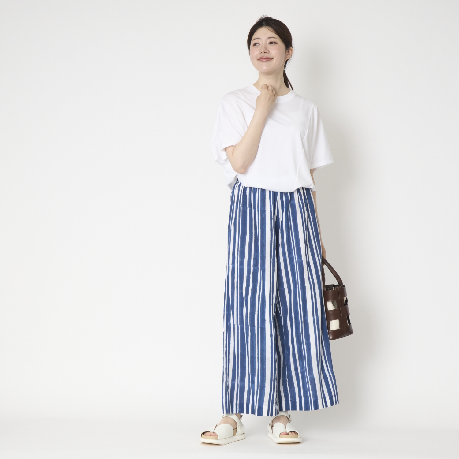 Kilka×kapuwa/風が通るカディーコットンパンツ STRIPE